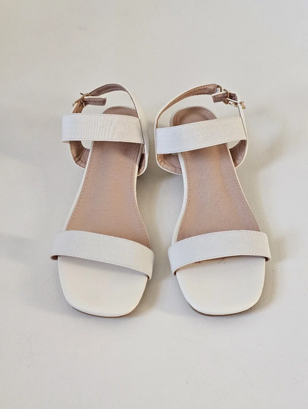 White Double Strap Low Block Heel Girls Sandals Girls EU 38 US 6 Dress Shoes